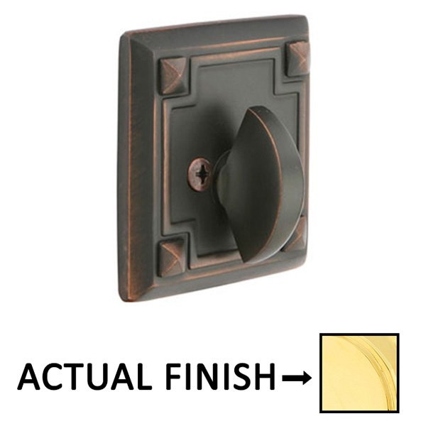 Arts and Crafts Single Sided Deadbolt in Unlacquered Brass