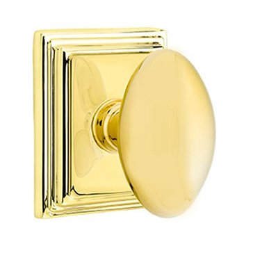 Single Dummy Egg Door Knob With Wilshire Rose in Polished Brass