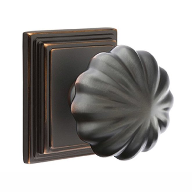 Single Dummy Melon Door Knob With Wilshire Rose in Oil Rubbed Bronze