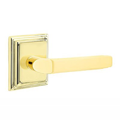 Single Dummy Right Handed Milano Door Lever With Wilshire Rose in Polished Brass