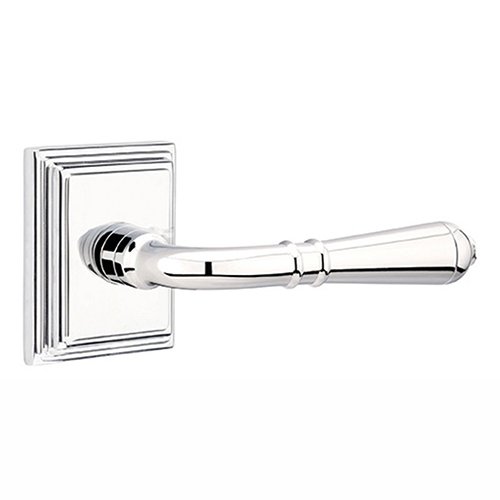 Single Dummy Right Handed Turino Door Lever With Wilshire Rose in Polished Chrome