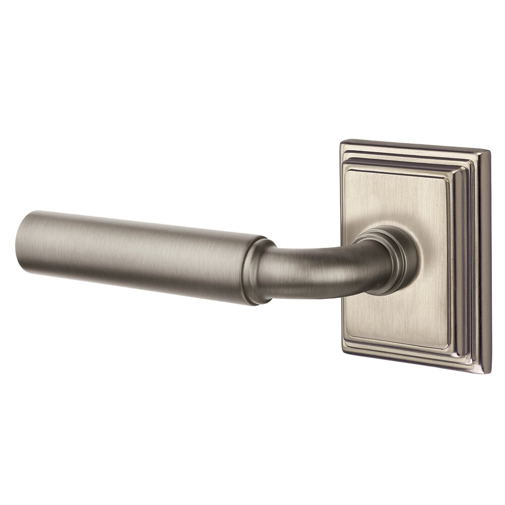 Single Dummy Left Handed Manning Door Lever With Wilshire Rose in Pewter