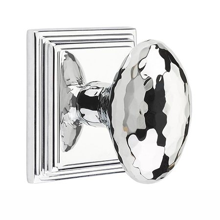 Double Dummy Modern Hammered Egg Door Knob with Wilshire Rose in Polished Chrome