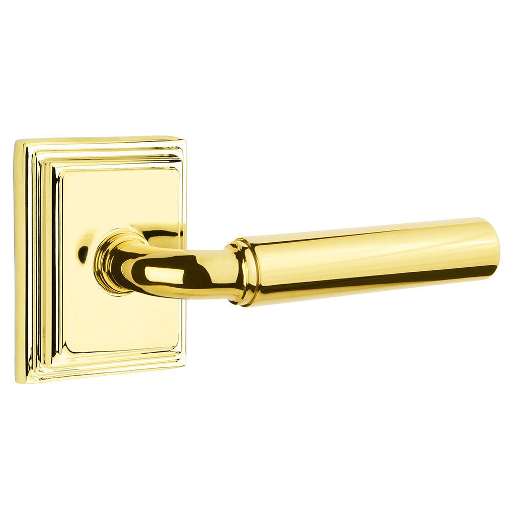 Double Dummy Right Handed Manning Door Lever With Wilshire Rose in Polished Brass