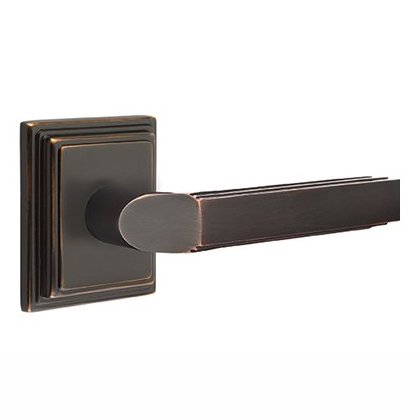 Double Dummy Right Handed Milano Door Lever With Wilshire Rose in Oil Rubbed Bronze