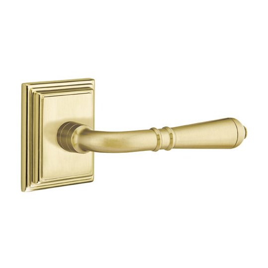 Double Dummy Right Handed Turino Door Lever With Wilshire Rose in Satin Brass