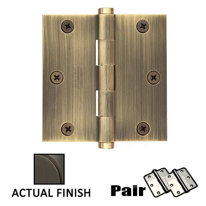 3-1/2" X 3-1/2" Square Steel Residential Duty Hinge in Oil Rubbed Bronze (Sold In Pairs)