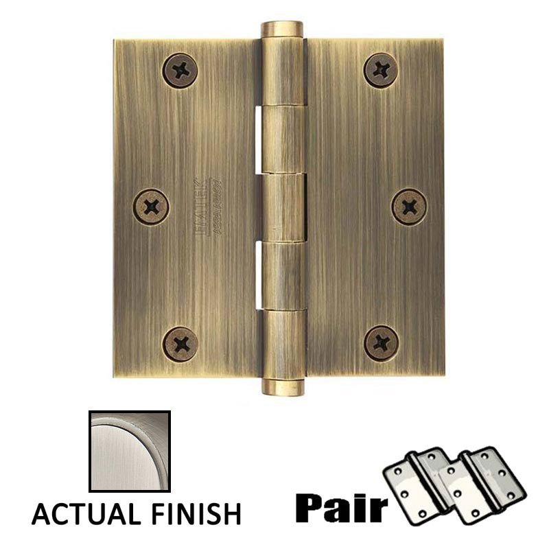 3-1/2" X 3-1/2" Square Steel Residential Duty Hinge in Pewter (Sold In Pairs)