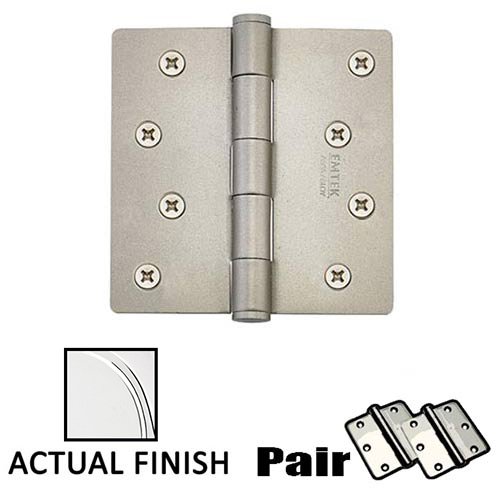 4" X 4" 1/4" Radius Steel Residential Duty Hinge in Polished Chrome (Sold In Pairs)