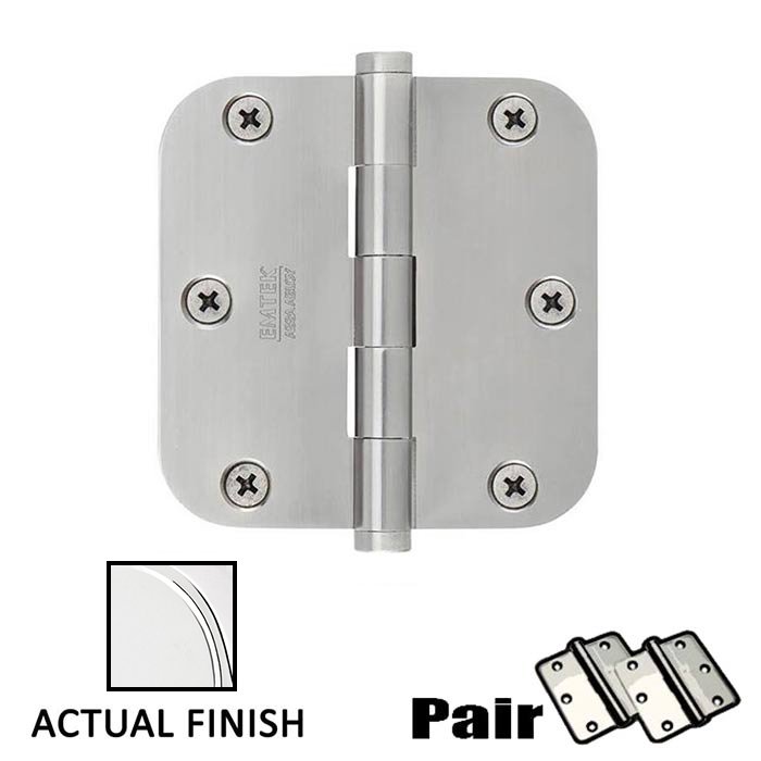 3-1/2" X 3-1/2" 5/8" Radius Steel Residential Duty Hinge in Polished Chrome (Sold In Pairs)