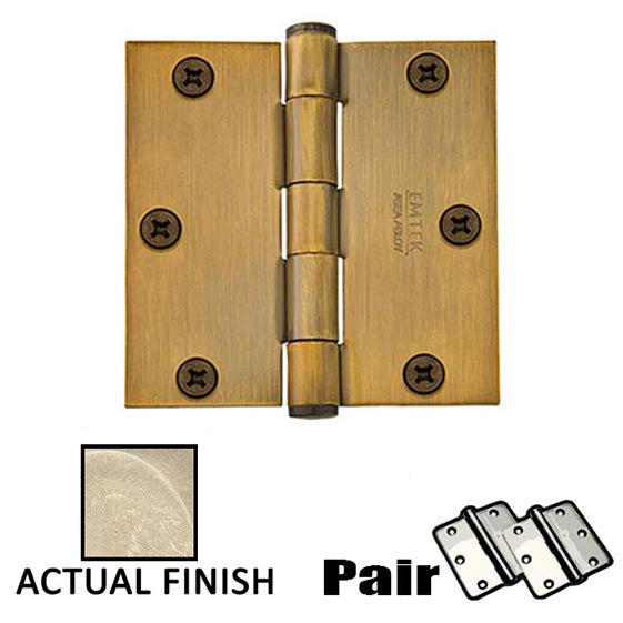 3-1/2" X 3-1/2" Square Steel Heavy Duty Hinge in Tumbled White Bronze (Sold In Pairs)