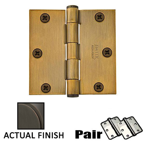 3-1/2" X 3-1/2" Square Steel Heavy Duty Hinge in Oil Rubbed Bronze (Sold In Pairs)