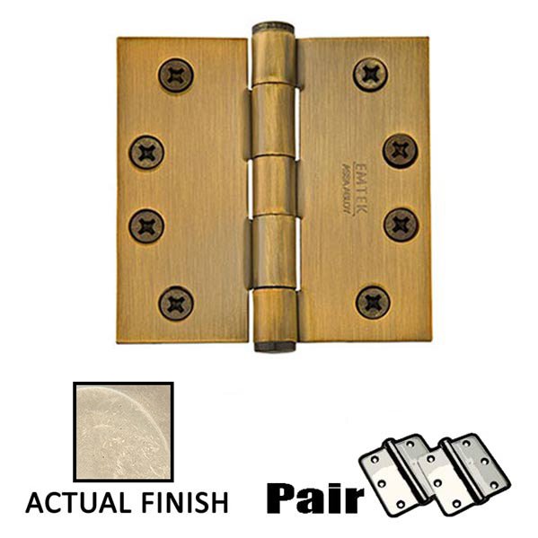 4" X 4" Square Steel Heavy Duty Hinge in Tumbled White Bronze (Sold In Pairs)