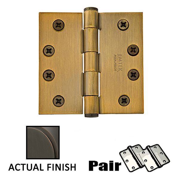 4" X 4" Square Steel Heavy Duty Hinge in Oil Rubbed Bronze (Sold In Pairs)