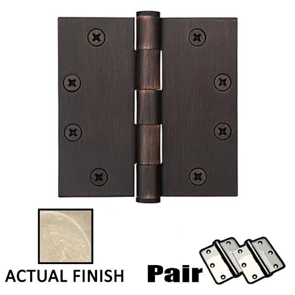 4-1/2" X 4-1/2" Square Steel Heavy Duty Hinge in Tumbled White Bronze (Sold In Pairs)