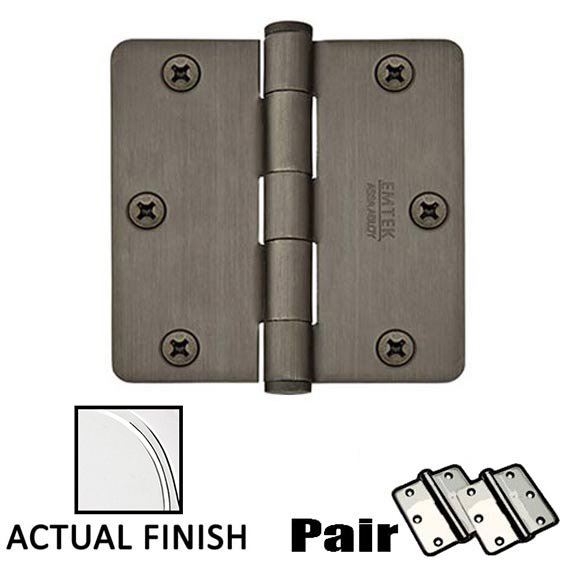 3-1/2" X 3-1/2" 1/4" Radius Steel Heavy Duty Hinge in Polished Chrome (Sold In Pairs)