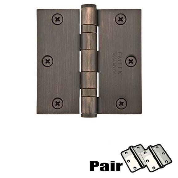 3-1/2" X 3-1/2" Square Heavy Duty Steel Ball Bearing Hinge in Oil Rubbed Bronze (Sold In Pairs)