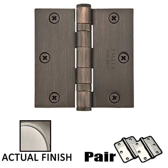 3-1/2" X 3-1/2" Square Heavy Duty Steel Ball Bearing Hinge in Pewter (Sold In Pairs)