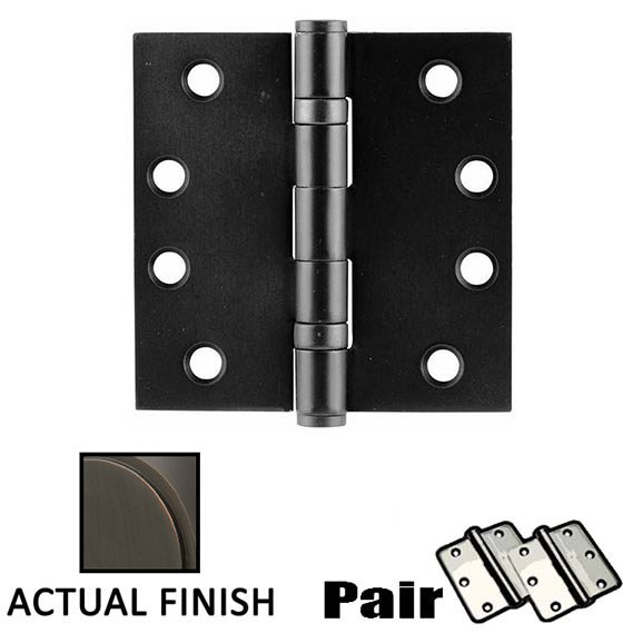 4" X 4" Square Steel Heavy Duty Ball Bearing Hinge in Oil Rubbed Bronze (Sold In Pairs)