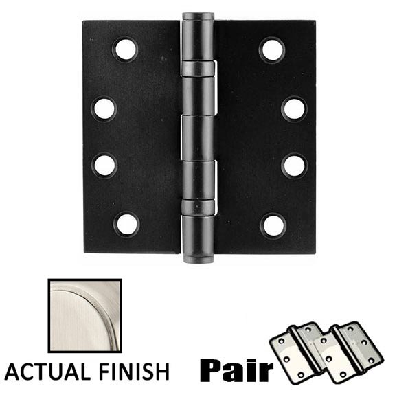 4" X 4" Square Steel Heavy Duty Ball Bearing Hinge in Satin Nickel (Sold In Pairs)