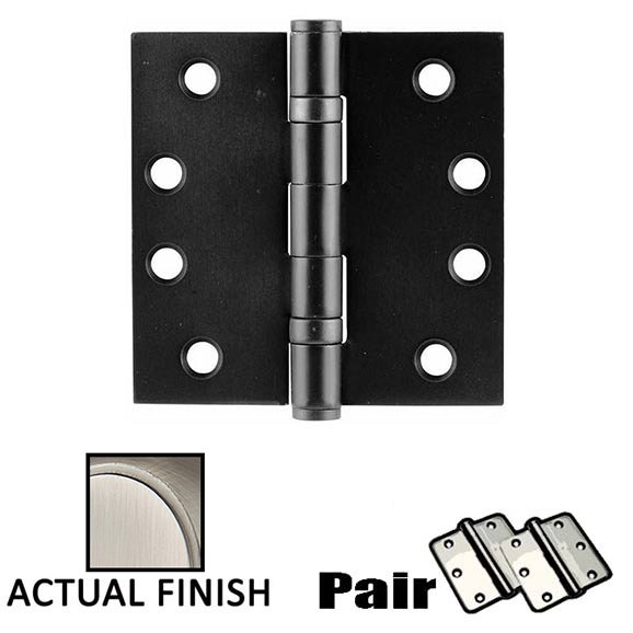 4" X 4" Square Steel Heavy Duty Ball Bearing Hinge in Pewter (Sold In Pairs)