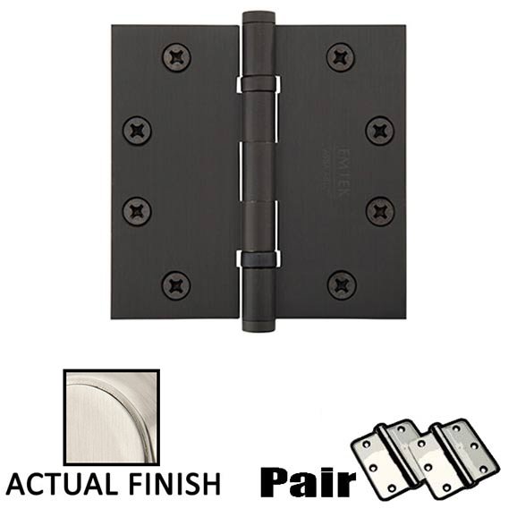 4-1/2" X 4-1/2" Square Steel Heavy Duty Ball Bearing Hinge in Satin Nickel (Sold In Pairs)