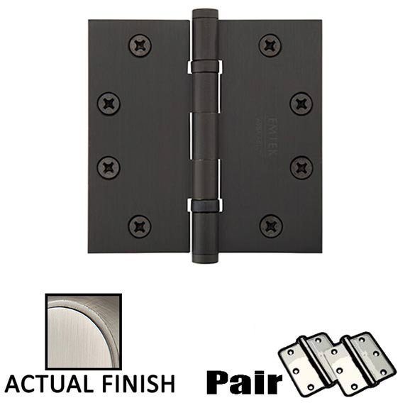 4-1/2" X 4-1/2" Square Steel Heavy Duty Ball Bearing Hinge in Pewter (Sold In Pairs)