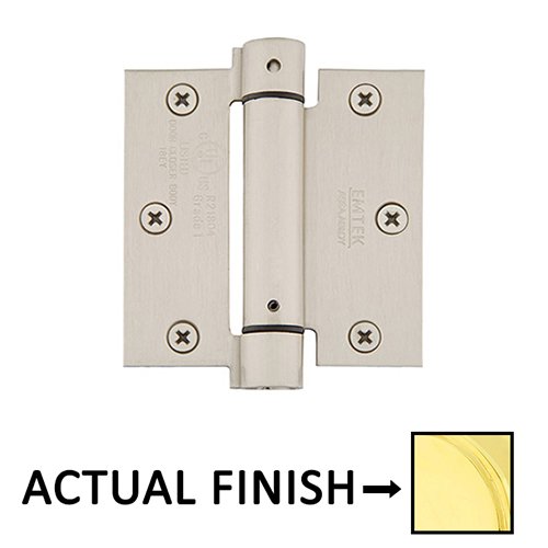 3 1/2" x 3 1/2" Square UL Steel Spring Hinge in Polished Brass (Sold In Pairs)