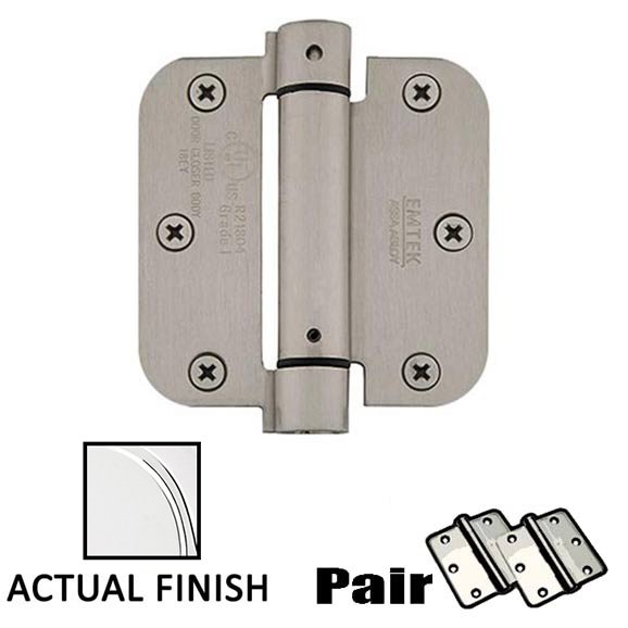 3-1/2" X 3-1/2" 5/8" Radius UL Steel Spring Hinge in Polished Chrome (Sold In Pairs)