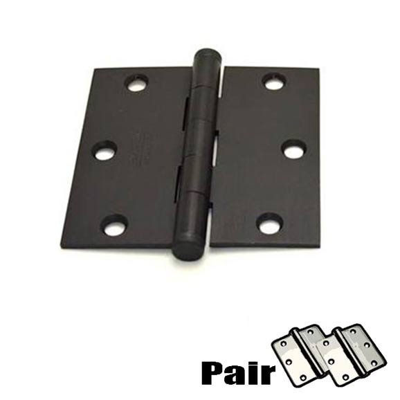 3-1/2" X 3-1/2" Square Solid Brass Residential Duty Hinge in Oil Rubbed Bronze (Sold In Pairs)