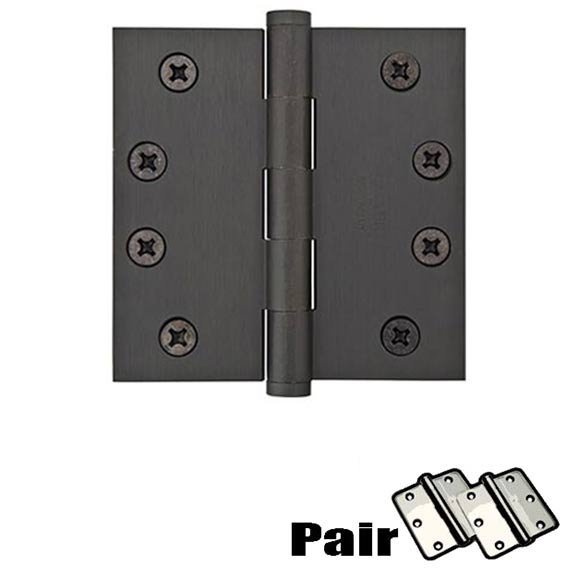 4" X 4" Square Solid Brass Residential Duty Hinge in Oil Rubbed Bronze (Sold In Pairs)