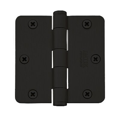 3-1/2" X 3-1/2" 1/4" Radius Solid Brass Residential Duty Hinge in Flat Black (Sold In Pairs)