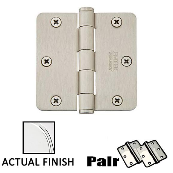 3-1/2" X 3-1/2" 1/4" Radius Solid Brass Residential Duty Hinge in Polished Chrome (Sold In Pairs)