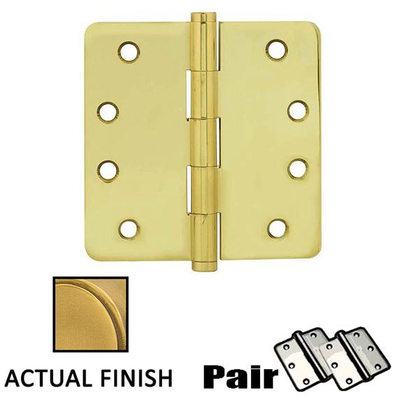 4" X 4" 1/4" Radius Solid Brass Residential Duty Hinge in French Antique Brass (Sold In Pairs)