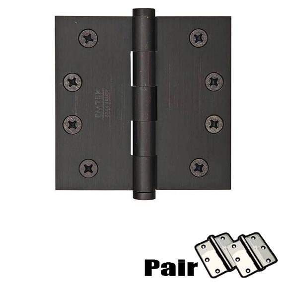 4" X 4" Square Solid Brass Heavy Duty Hinge in Oil Rubbed Bronze (Sold In Pairs)