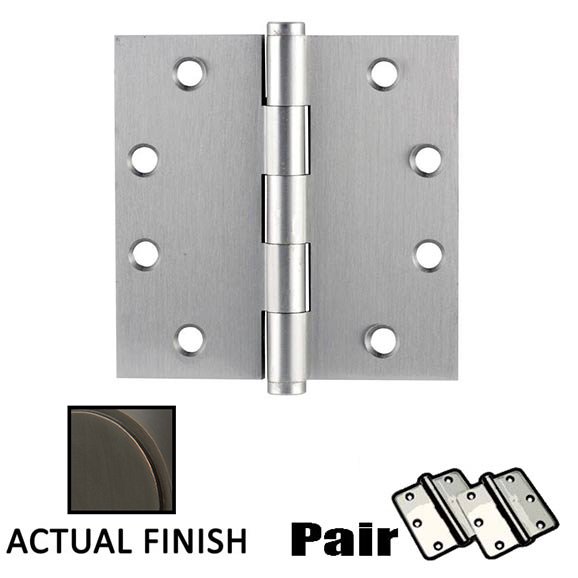 4-1/2" X 4-1/2" Square Solid Brass Heavy Duty Hinge in Oil Rubbed Bronze (Sold In Pairs)