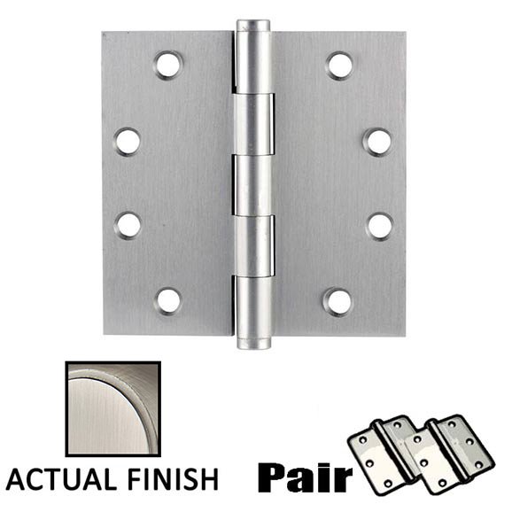 4-1/2" X 4-1/2" Square Solid Brass Heavy Duty Hinge in Pewter (Sold In Pairs)