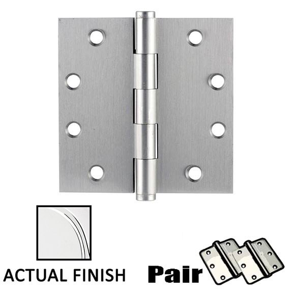 4-1/2" X 4-1/2" Square Solid Brass Heavy Duty Hinge in Polished Chrome (Sold In Pairs)