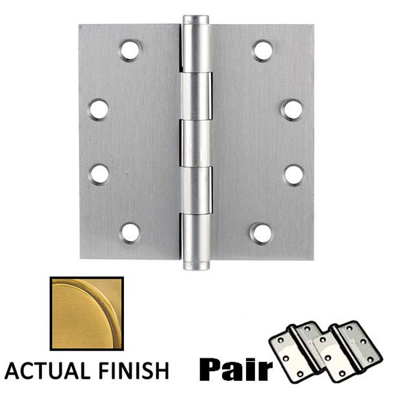 4-1/2" X 4-1/2" Square Solid Brass Heavy Duty Hinge in French Antique Brass (Sold In Pairs)