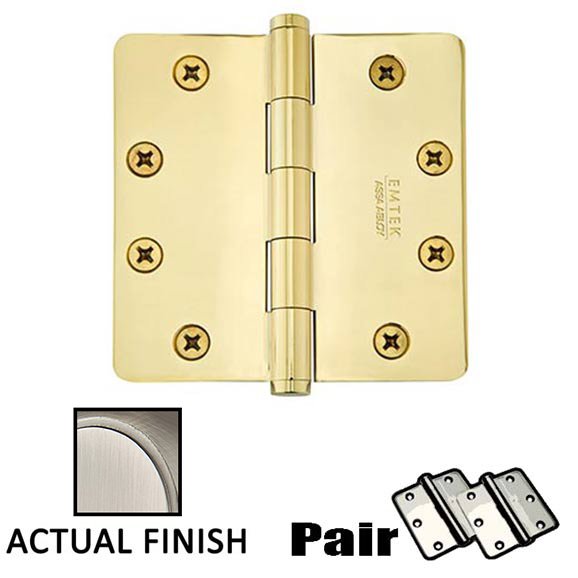 4-1/2" X 4-1/2" 1/4" Radius Solid Brass Heavy Duty Hinge in Pewter (Sold In Pairs)