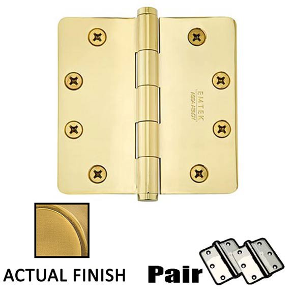 4-1/2" X 4-1/2" 1/4" Radius Solid Brass Heavy Duty Hinge in French Antique Brass (Sold In Pairs)