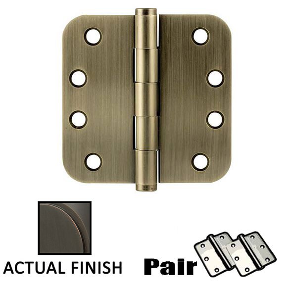 4" X 4" 5/8" Radius Solid Brass Heavy Duty Hinge in Oil Rubbed Bronze (Sold In Pairs)