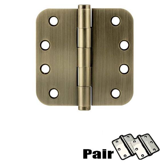 4" X 4" 5/8" Radius Solid Brass Heavy Duty Hinge in Pewter (Sold In Pairs)