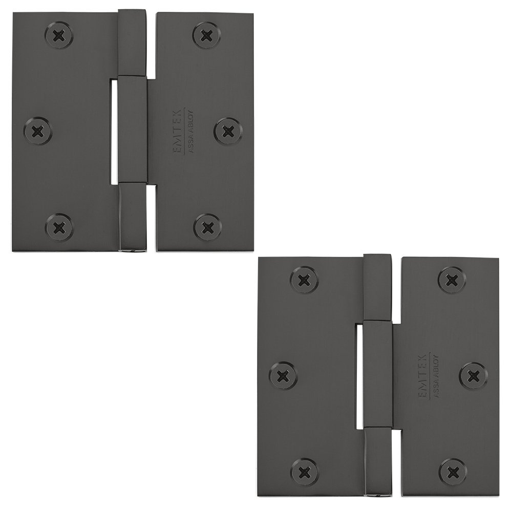 3 1/2" x 3 1/2" Thin Leaf Square Solid Brass Heavy Duty Thin Leaf Square Barrel Hinges in Oil Rubbed Bronze (Sold In Pairs)