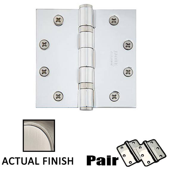 4-1/2" X 4-1/2" Square Solid Brass Heavy Duty Ball Bearing Hinge in Pewter (Sold In Pairs)
