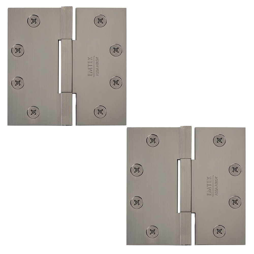 4 1/2" x 4 1/2" Square Solid Brass Heavy Duty Square Barrel Hinges in Pewter (Sold In Pairs)