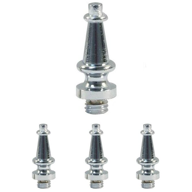 Steeple Tip Set For 3-1/2" Residential Duty Solid Brass Hinge in Polished Chrome (Sold In Pairs)