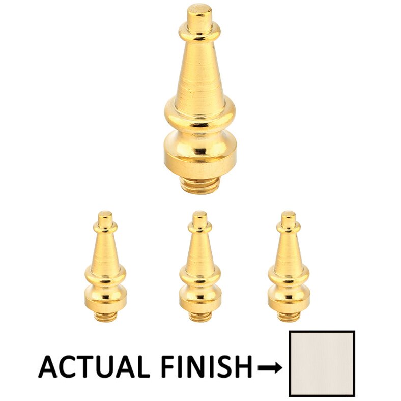 Steeple Tip Set For 4" Heavy Duty Or Ball Bearing Solid Brass Hinge in Satin Nickel (Sold In Pairs)