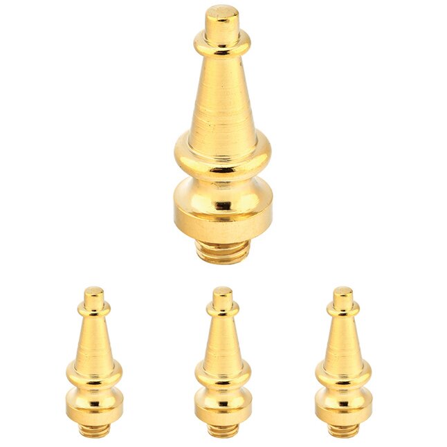 Steeple Tip Set For 4-1/2" or 5" Heavy Duty Or Ball Bearing Solid Brass Hinge in Unlacquered Brass (Sold In Pairs)
