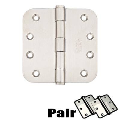 4" X 4" 5/8" Radius Residential Duty Hinge in Brushed Stainless Steel (Sold In Pairs)